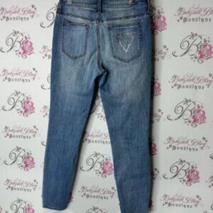 Guess rhinestone Blue Skinny Jeans with Stretch and Tapered Fit bling diamonds